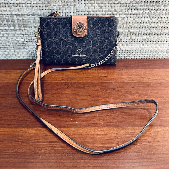 🌟HP🌟NWOT Brown/Tan Vegan Leather Chain Wristlet Crossbody Nanette Lepore - Picture 2 of 12